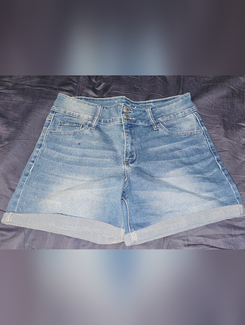 Women's Light Blue Midrise Jeans Shorts - Casual Denim